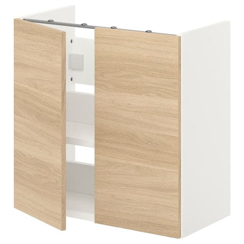 ENHET - Bs cb f wb w shlf/doors, white/oak effect, 60x32x60 cm