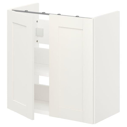 Ikea ENHET - Bs cb f wb w shlf/doors, white/white frame, 60x32x60 cm