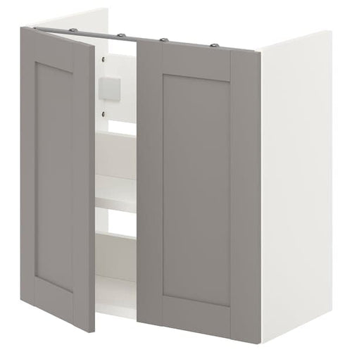ENHET - Bs cb f wb w shlf/doors, white/grey frame, 60x32x60 cm