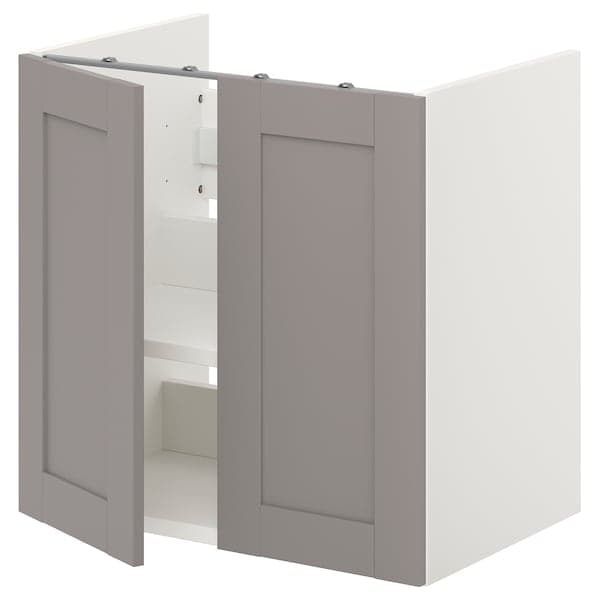 ENHET - Bs cb f wb w shlf/doors, white/grey frame, 60x42x60 cm - best price from Maltashopper.com 39322434