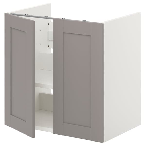 Ikea ENHET - Bs cb f wb w shlf/doors, white/grey frame, 60x42x60 cm