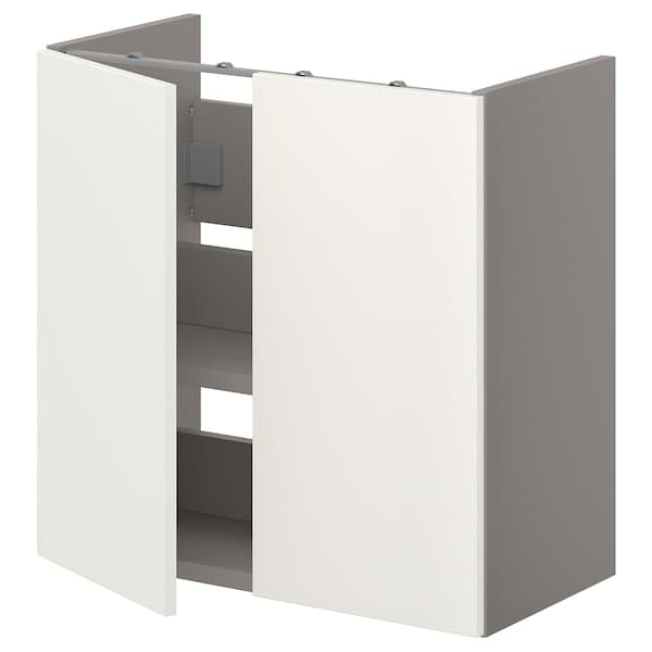 ENHET - Bs cb f wb w shlf/doors, grey/white - Premium Bathroom Vanities from Ikea - Just €91.99! Shop now at Maltashopper.com