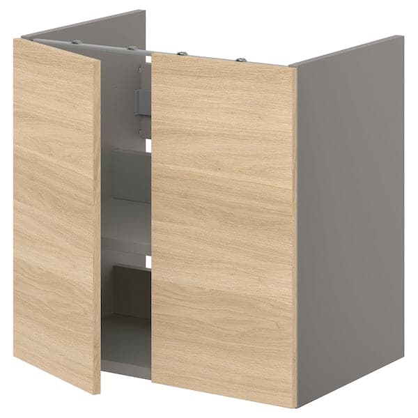 ENHET - Bs cb f wb w shlf/doors, grey/oak effect, 60x42x60 cm - best price from Maltashopper.com 89322417