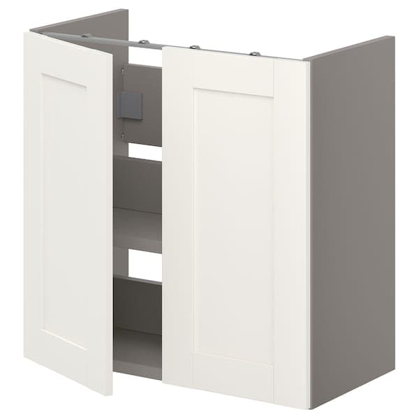 ENHET - Bs cb f wb w shlf/doors, grey/white frame, 60x32x60 cm - best price from Maltashopper.com 59323625