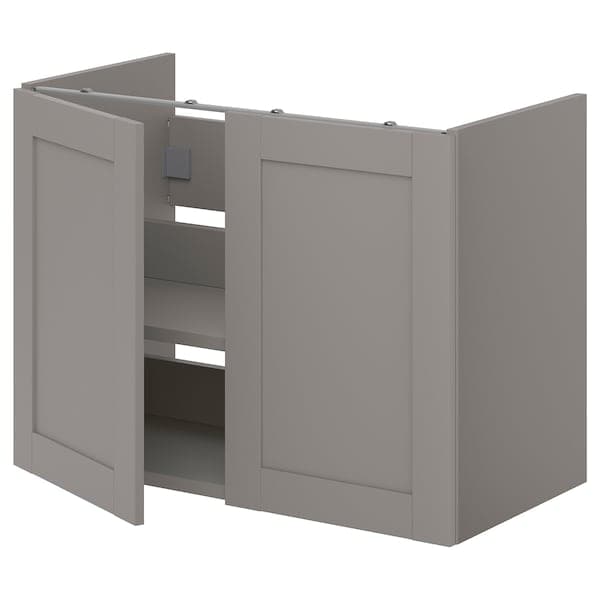 ENHET - Bs cb f wb w shlf/doors, grey/grey frame