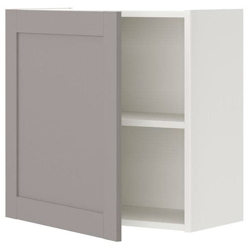 ENHET - Wall cb w 1 shlf/door, white/grey frame, 60x32x60 cm