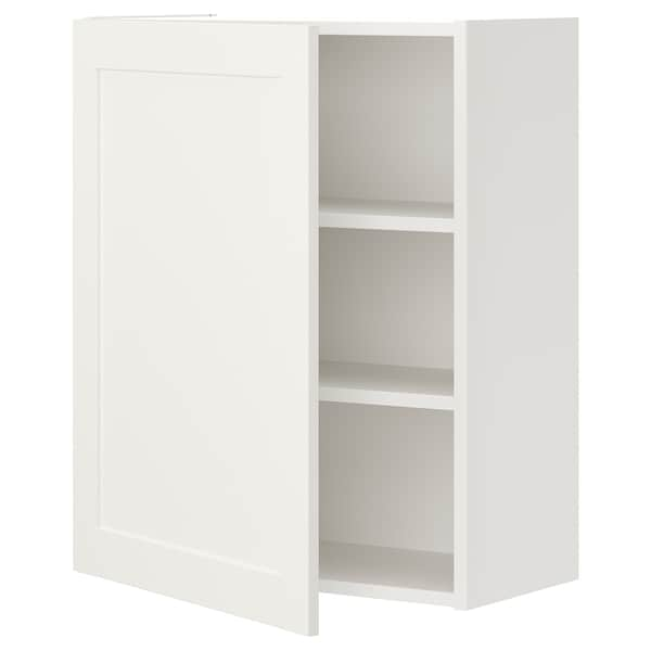 ENHET - Wall cb w 2 shlvs/door, white/white frame, 60x32x75 cm