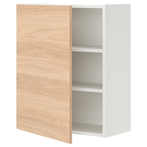 ENHET - Wall cb w 2 shlvs/door, white/oak effect, 60x32x75 cm