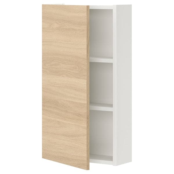 Ikea ENHET - Wall cb w 2 shlvs/door, white/oak effect, 40x17x75 cm