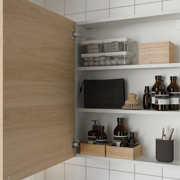 Ikea ENHET - Wall cb w 2 shlvs/door, white/oak effect, 60x17x75 cm