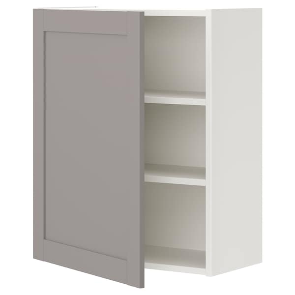 Ikea ENHET - Wall cb w 2 shlvs/door, white/grey frame, 60x32x75 cm
