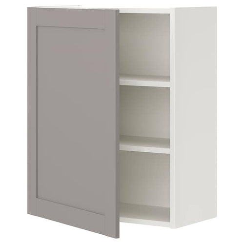 ENHET - Wall cb w 2 shlvs/door, white/grey frame, 60x32x75 cm
