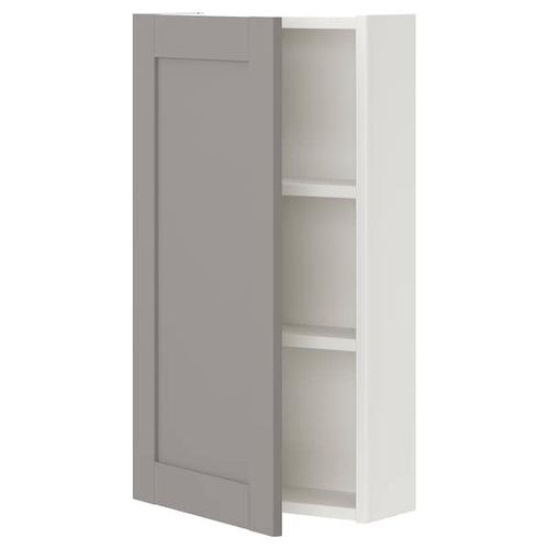 ENHET - Wall cb w 2 shlvs/door, white/grey frame, 40x17x75 cm