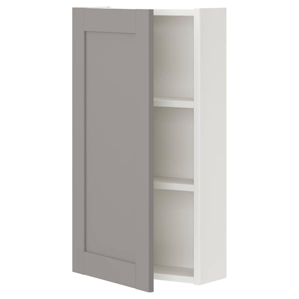 ENHET - Wall cb w 2 shlvs/door, white/grey frame, 40x17x75 cm