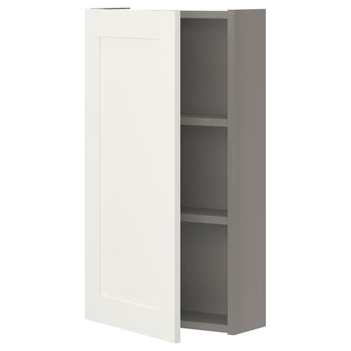 ENHET - Wall cb w 2 shlvs/door, grey/white frame, 40x17x75 cm