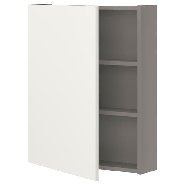 Ikea ENHET - Wall cb w 2 shlvs/door, grey/white, 60x17x75 cm