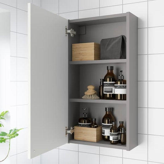 Ikea ENHET - Wall cb w 2 shlvs/door, grey/white, 40x17x75 cm