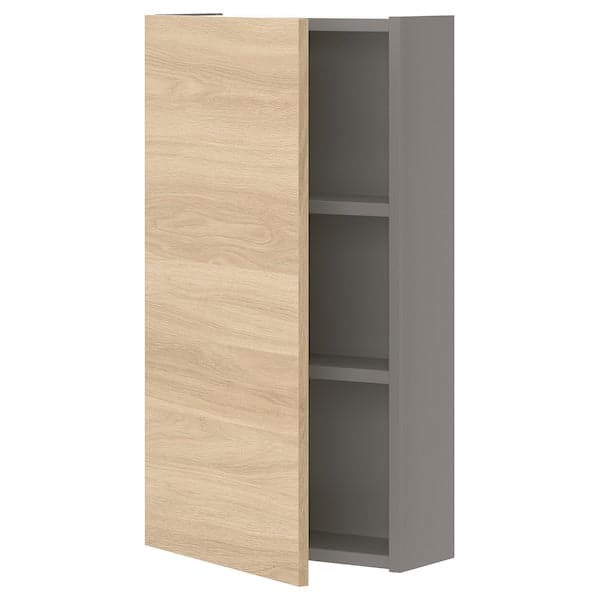 Ikea ENHET - Wall cb w 2 shlvs/door, grey/oak effect, 40x17x75 cm