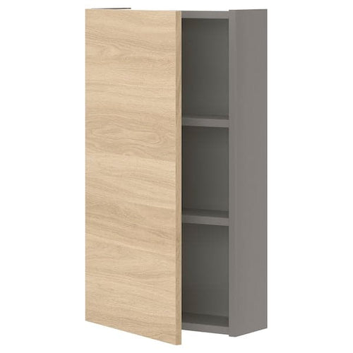 ENHET - Wall cb w 2 shlvs/door, grey/oak effect, 40x17x75 cm