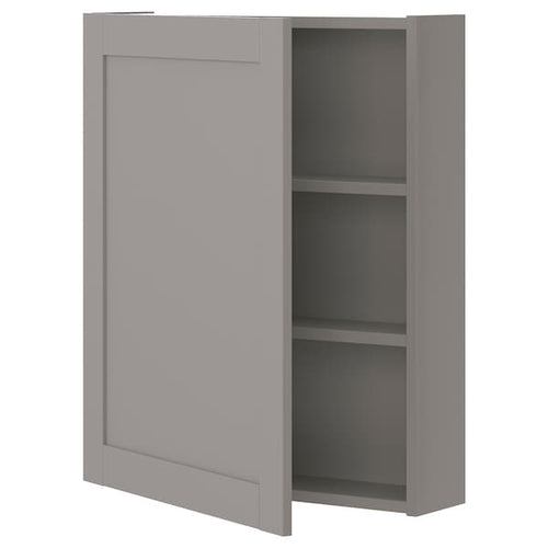 ENHET - Wall cb w 2 shlvs/door, grey/grey frame, 60x17x75 cm