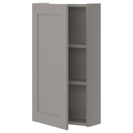 Ikea ENHET - Wall cb w 2 shlvs/door, grey/grey frame, 40x17x75 cm