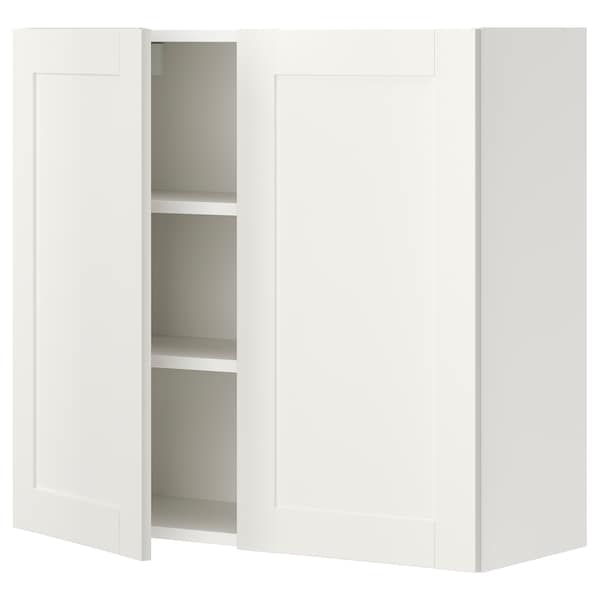 ENHET - Wall cb w 2 shlvs/doors, white/white frame, 80x32x75 cm - best price from Maltashopper.com 89320927