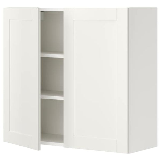 Ikea ENHET - Wall cb w 2 shlvs/doors, white/white frame, 80x32x75 cm