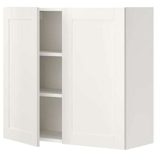 ENHET - Wall cb w 2 shlvs/doors, white/white frame, 80x32x75 cm