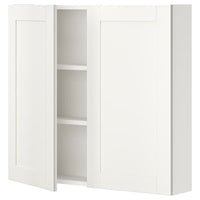 ENHET - Wall cb w 2 shlvs/doors, white/white frame, 80x17x75 cm - best price from Maltashopper.com 79323686