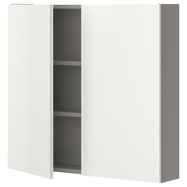 Ikea ENHET - Wall cb w 2 shlvs/doors, grey/white, 80x17x75 cm