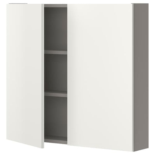 ENHET - Wall cb w 2 shlvs/doors, grey/white, 80x17x75 cm