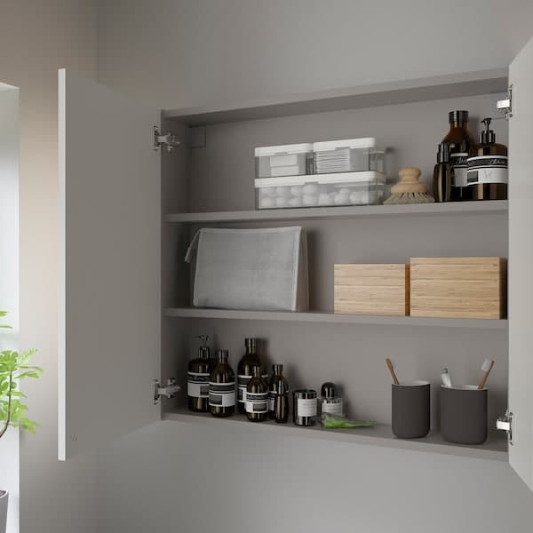 Ikea ENHET - Wall cb w 2 shlvs/doors, grey/white, 80x17x75 cm