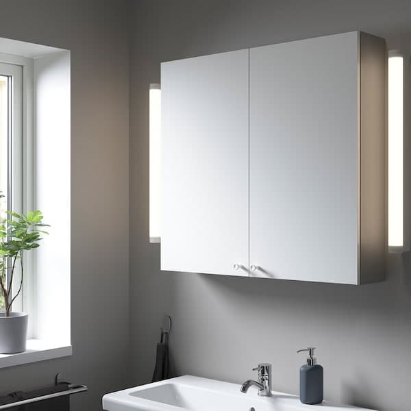 Ikea ENHET - Wall cb w 2 shlvs/doors, grey/white, 80x17x75 cm