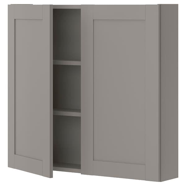 ENHET - Wall cb w 2 shlvs/doors, grey/grey frame , - Premium Bathroom Vanities from Ikea - Just €100.99! Shop now at Maltashopper.com