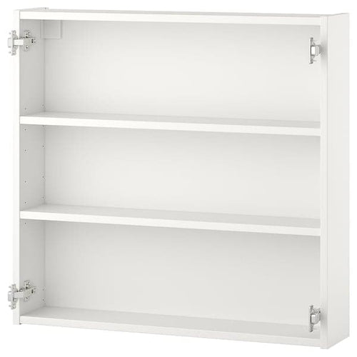 ENHET - Wall cb w 2 shelves, white, 80x15x75 cm