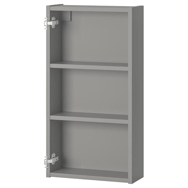 ENHET - Wall cb w 2 shelves, grey, 40x15x75 cm