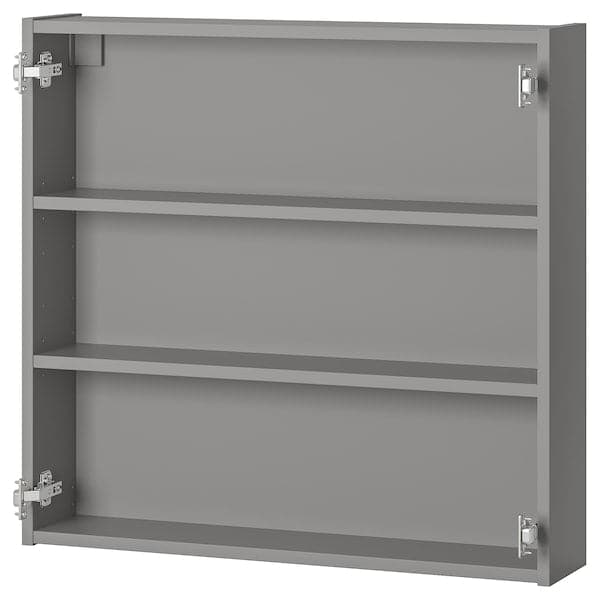 ENHET - Wall cb w 2 shelves, grey, 80x15x75 cm - best price from Maltashopper.com 30440451
