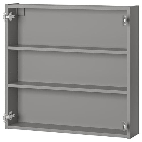 ENHET - Wall cb w 2 shelves, grey, 80x15x75 cm