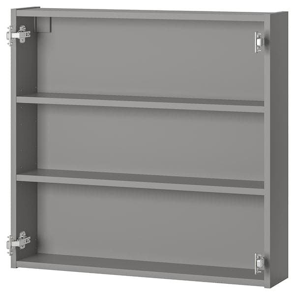 ENHET - Wall cb w 2 shelves, grey, 80x15x75 cm