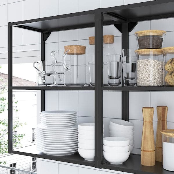 Ikea ENHET - Wall fr w shelves, anthracite, 60x30x75 cm