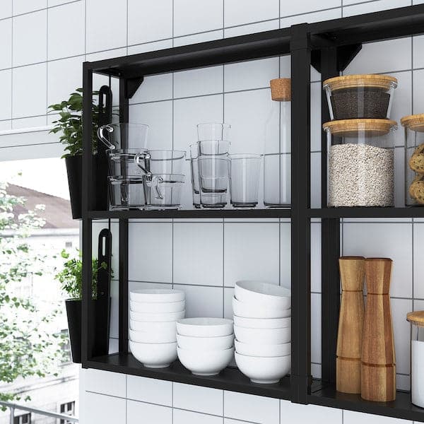 ENHET - Wall fr w shelves, anthracite, 40x15x75 cm - best price from Maltashopper.com 30448937