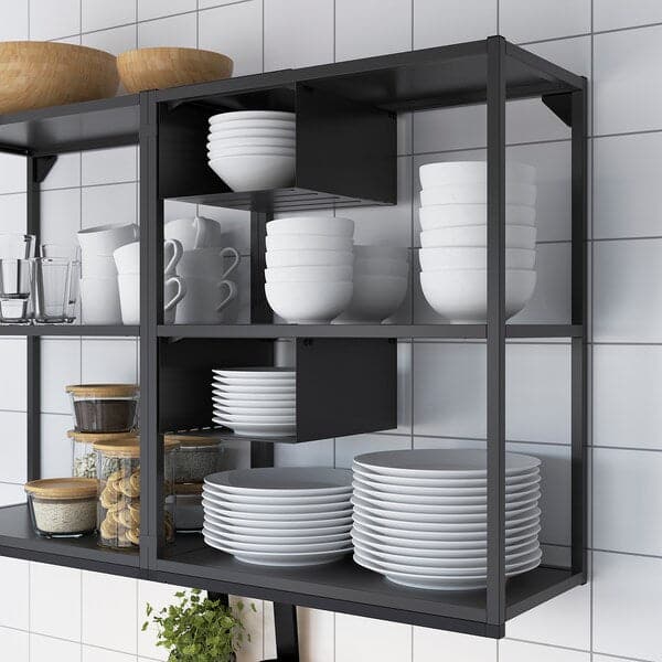 Ikea ENHET - Wall fr w shelves, anthracite, 40x30x75 cm