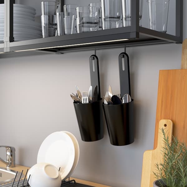 Ikea ENHET - Wall fr w shelves, anthracite, 60x30x75 cm