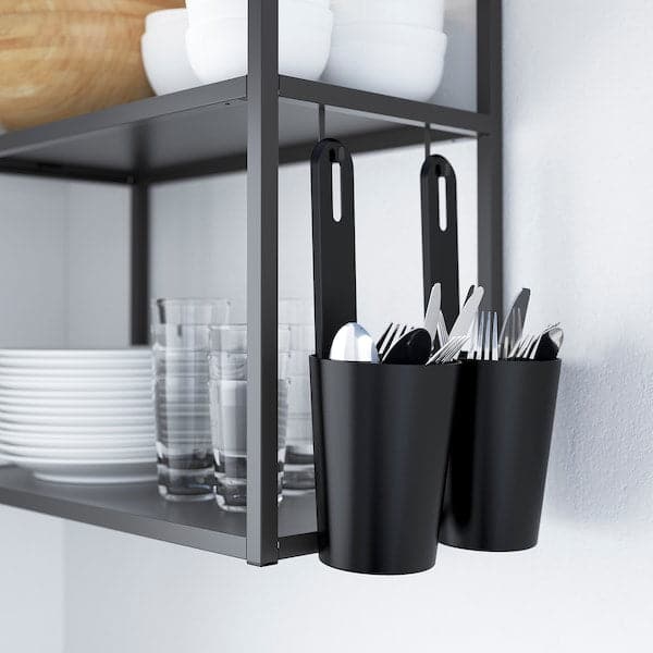 Ikea ENHET - Wall fr w shelves, anthracite, 60x30x75 cm