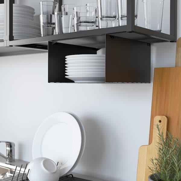 Ikea ENHET - Wall fr w shelves, anthracite, 40x30x75 cm