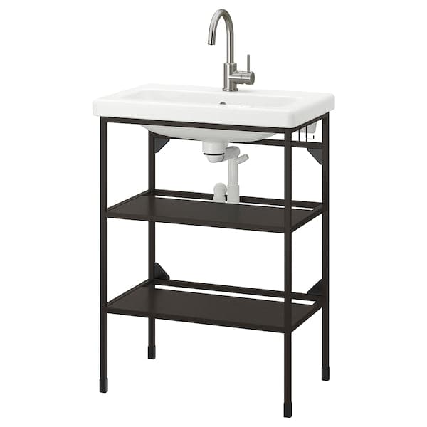 ENHET / TVÄLLEN Mobile sink per day/2 shelves - anthracite/Miscel Glypen 64x43x87 cm - Premium Bathroom Vanities from Ikea - Just €243.99! Shop now at Maltashopper.com