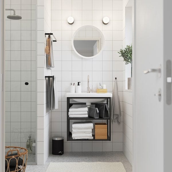Ikea ENHET / TVÄLLEN - Open washbasin cabinet/2 shelves, anthracite,64x43x65 cm