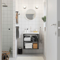 ENHET / TVÄLLEN - Open washbasin cabinet/2 shelves, anthracite,64x43x65 cm - best price from Maltashopper.com 09554656