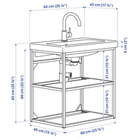 ENHET / TVÄLLEN - Open washbasin cabinet/2 shelves, anthracite,64x43x65 cm - best price from Maltashopper.com 09554656