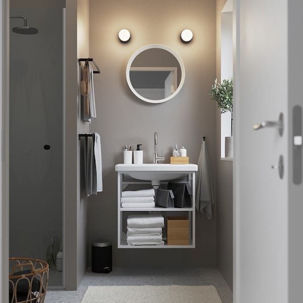 Ikea ENHET / TVÄLLEN - Open washbasin cabinet/2 shelves, white,64x43x65 cm